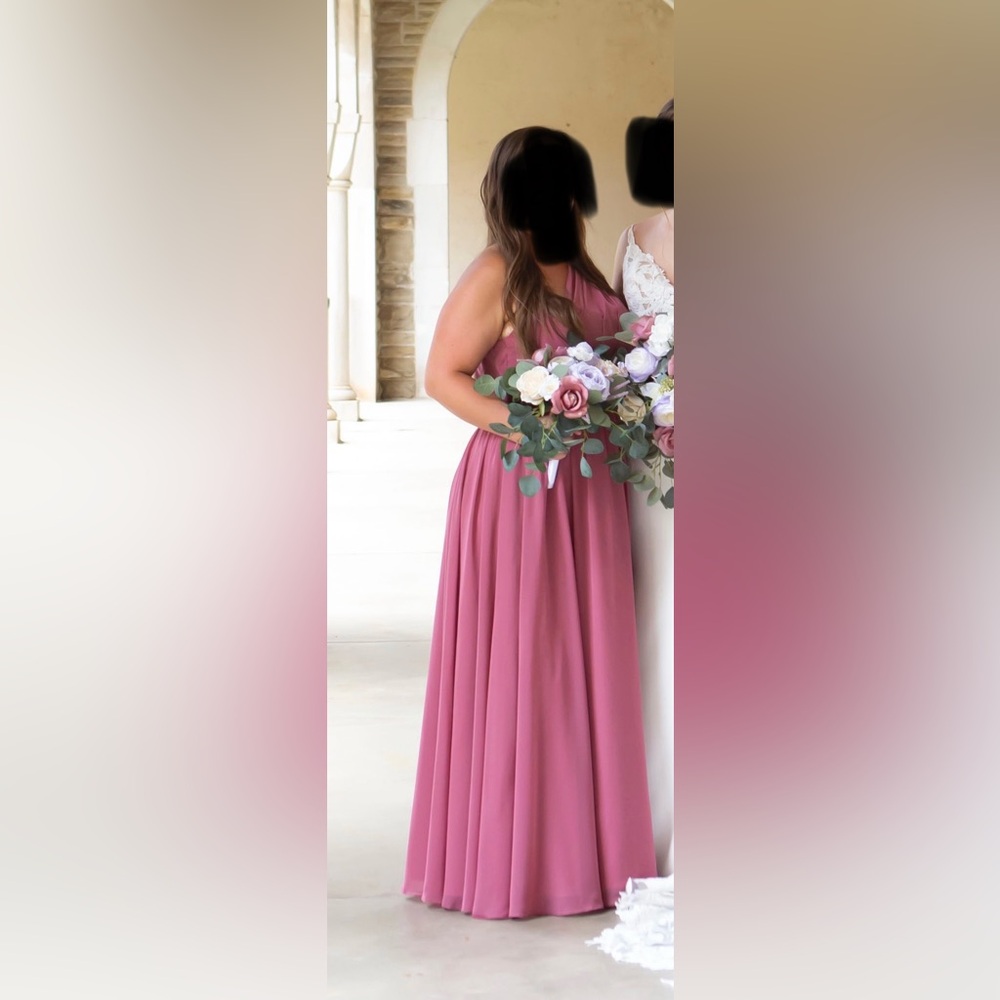 Mori Lee One-Shoulder Dress in Rose wood pink